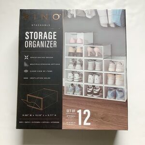 BINO Clear Stackable Storage Organizer Set of 12 - Transparent Shoe Boxes